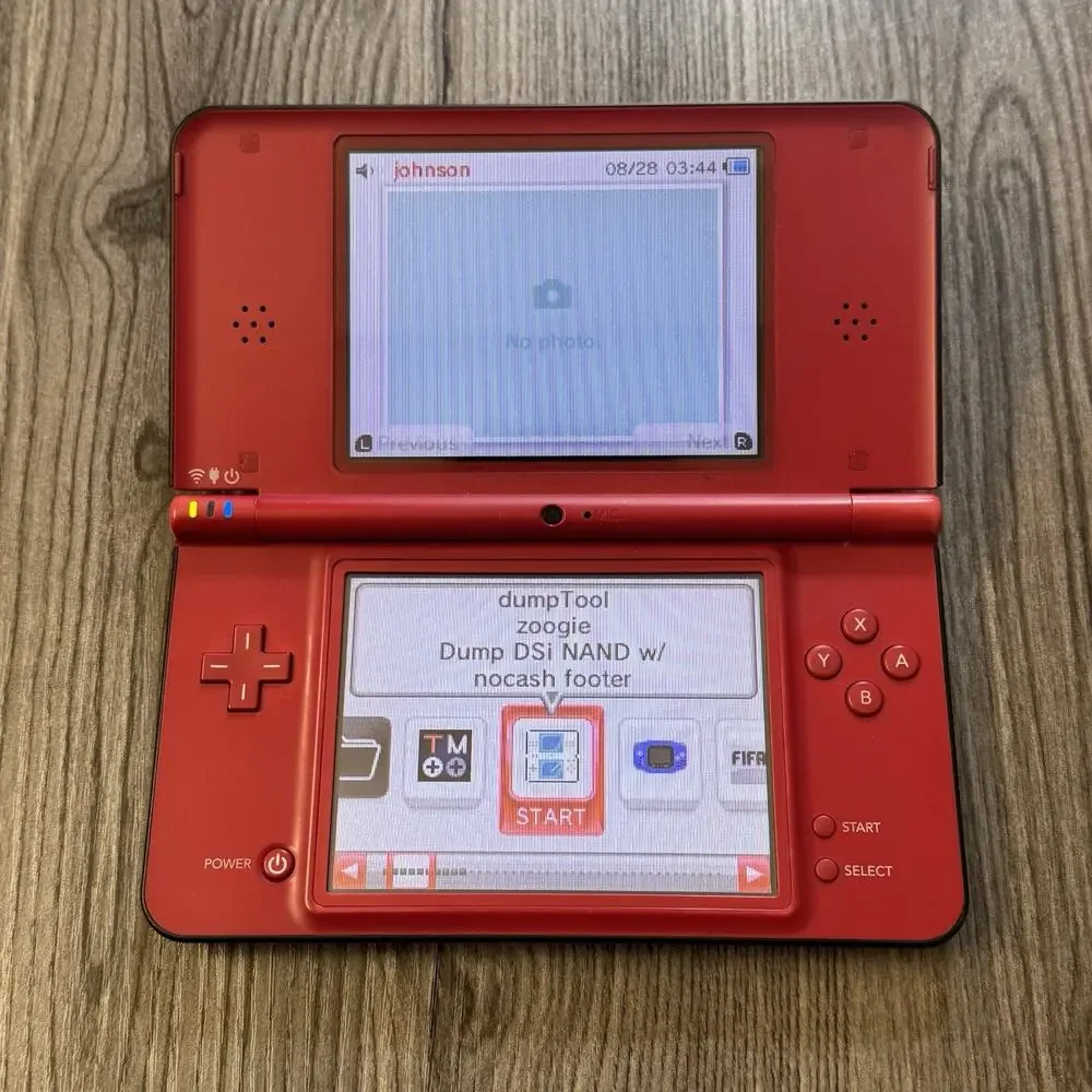 Nintendo DSi XL Red Console UTL-001 w/ 4GB Memory Card, Charger, & Case Modded